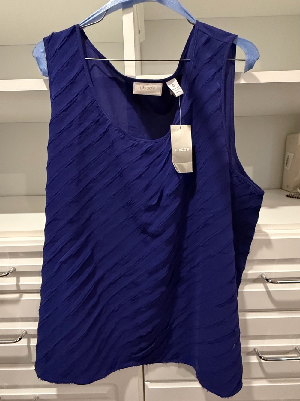 Chico’s Sleeveless Textured Tank Top — Cobalt